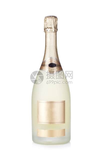 香槟瓶在白色背景上孤立图片