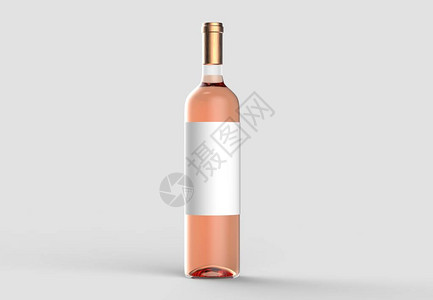葡萄酒瓶装上白标签在浅灰背景上孤立图片