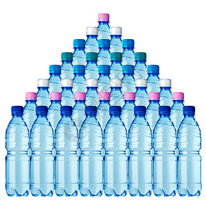 白色背景上的36瓶水金字塔图片