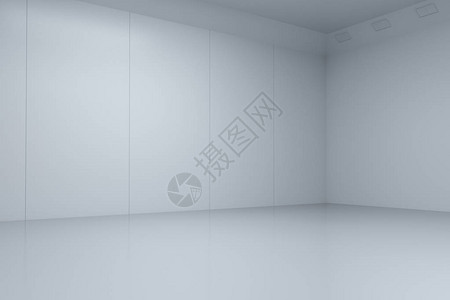 3d渲染空房间与白墙背景图片