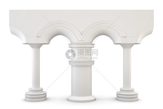 拱与孤立的白色背景上的列正视图3图片