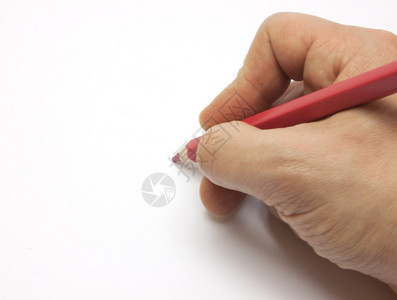 人手中的铅笔在白图片