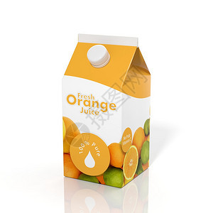 3D橙汁盒白底隔离图片