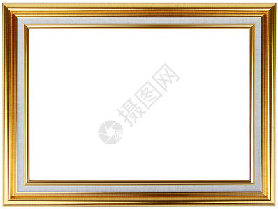 黄金复古框架上白色孤立金框背景图片