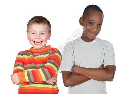 儿童朋友在白种背景上图片