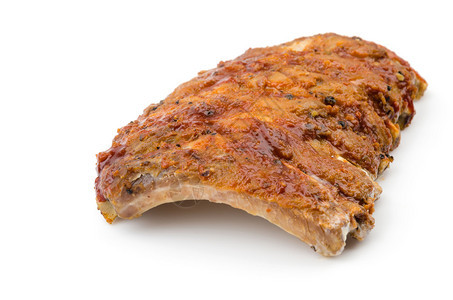排骨bbq猪肉在白色背景下被隔离图片