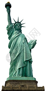 关闭自由岛自由女神像孤立白背景图片