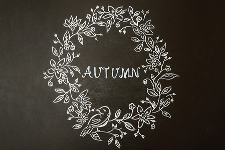 秋天的图案在黑板上画粉笔记号笔图片