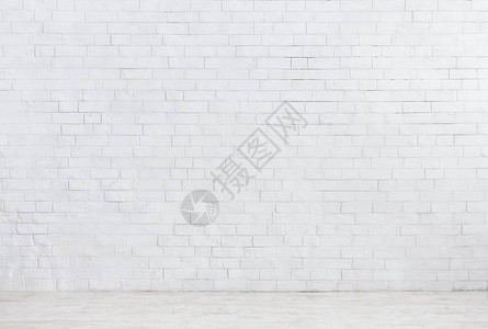 白色砖墙和白色木地板背景图片