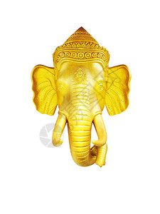 白色背景中的泰国金色大象头图片