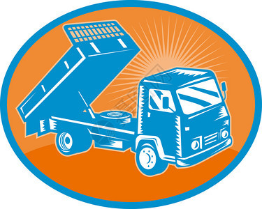 自卸车自卸车或卡车设置在椭圆形内的插图图片