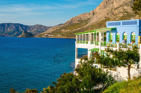 希腊海岸的豪华居住区图片