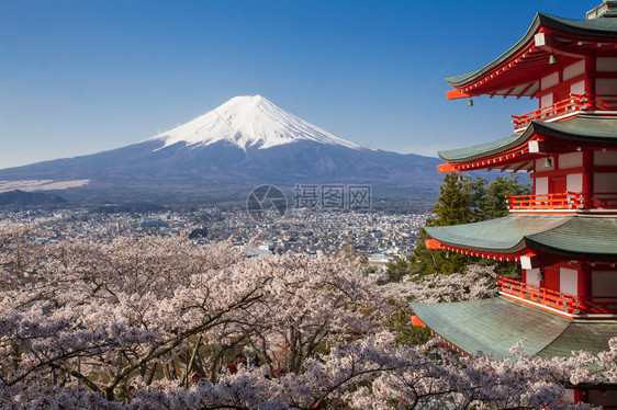 日本美丽的风景藤田山和楚里托红塔配图片