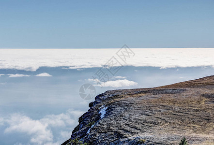 蓝色天空的悬崖边缘和白云乌背景图片