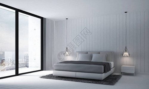 3D提供现代卧室和墙壁纹理背图片