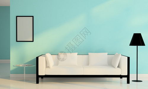 客厅的白色沙发椅装背景图片
