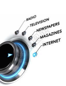 开关按钮位于word互联网白色背景和蓝光上用于说明媒体规划和数字通图片