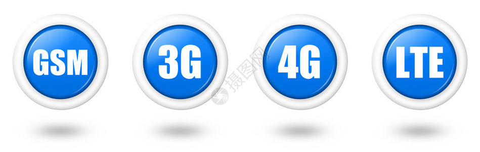 蓝色LTE4G3G和全球SM电信图标背景图片