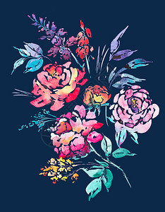抽象的水彩花卉束图片
