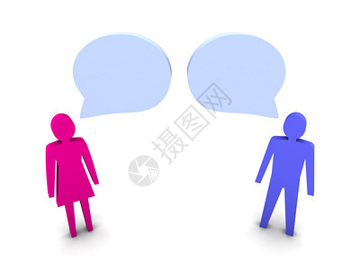 男人和女人的对话概念3D插图图片