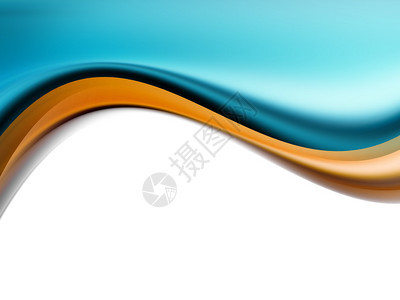 白色背景上的蓝色和橙色波浪图片