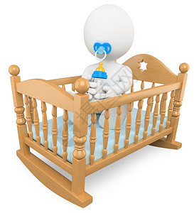 3个白种婴儿在摇篮里有奶嘴和婴儿瓶孤图片