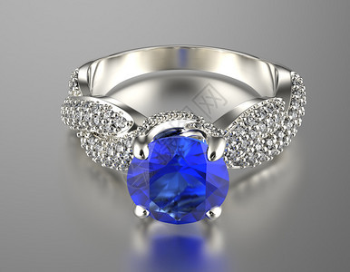 蓝色钻石珠宝戒指图片