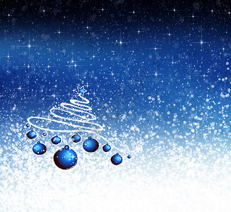 圣诞树星和雪花的圣诞插图背景图片