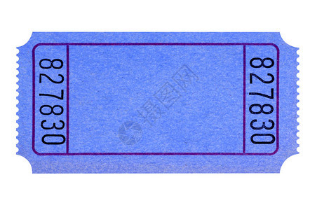 孤立在白色背景上的空白蓝票背景图片