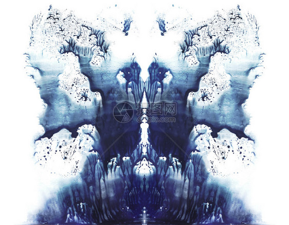 罗夏抽象背景蓝色水彩图片