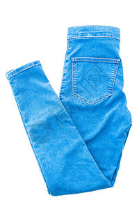蓝色牛仔裤和白背景单身衣服的蓝色图片