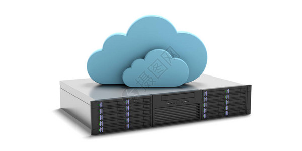 云计算服务器计算机服务器单元和在白色背景上隔离的存储云图片