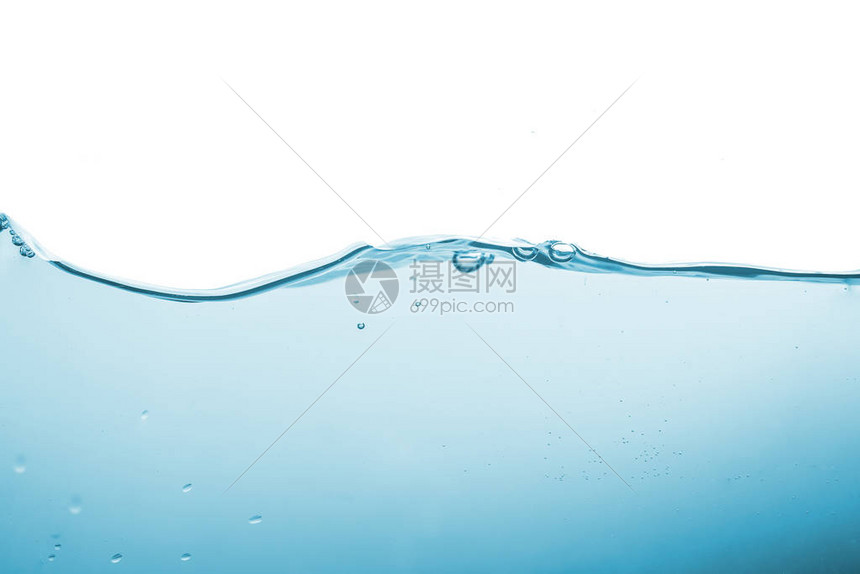 水溅或水波与背景上的气泡图片