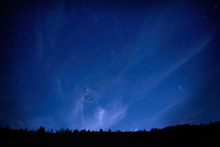 与许多星的蓝色黑暗的夜空间背景图片