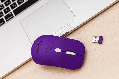 紫色无线计算机鼠标图片