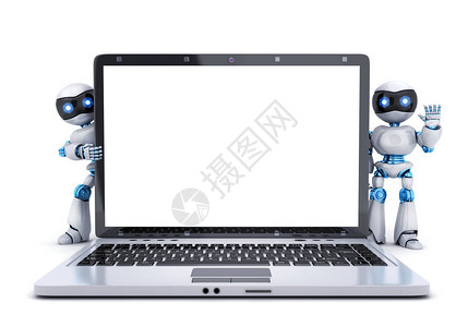 机器人笔记本电脑隔背景图片