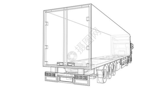 装有半拖车的大卡车用于放置图形的模板图片