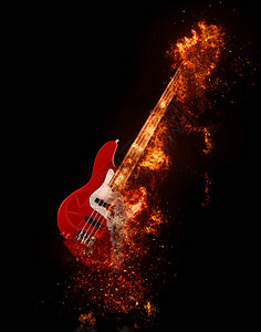 史诗般的摇滚低音吉他着火了图片