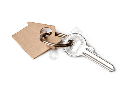 白色背景上的房子钥匙和钥匙串图片
