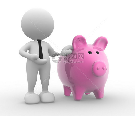 3d表示银行家用粉红小猪银图片