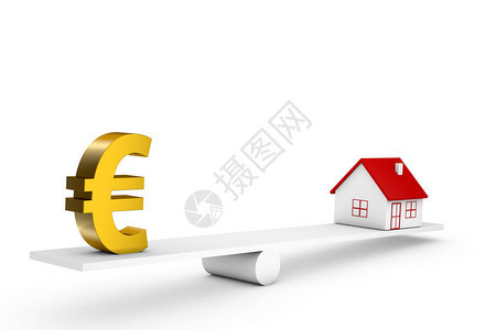 3个房屋和货币符号欧图片