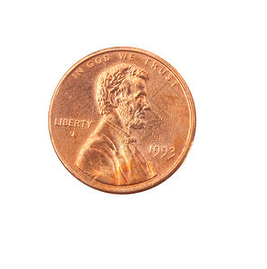 白色背景上的老式金属硬币图片