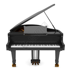 孤立在白色背景上的黑色三角钢琴图片