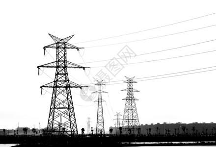 电力塔上白色孤立图片
