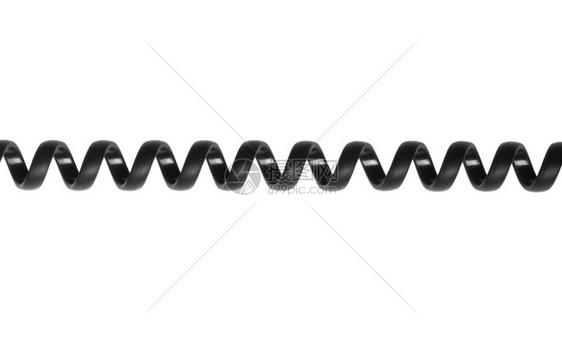 白色背景上的黑色螺旋电话线图片