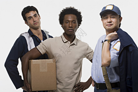 技工送货员和邮递员的肖像图片
