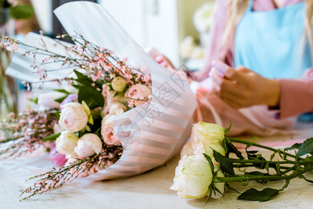 花艺,女花岗包束的部分视图背景