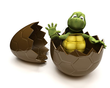 乌龟与酯蛋的3D渲染图片