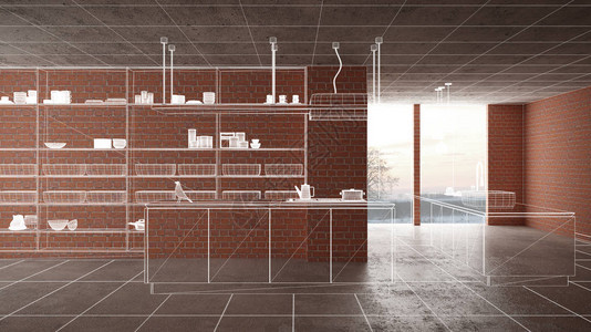 家居装修房屋开发概念背景在建室内设计定制建筑设计项目白墨素描展示简图片