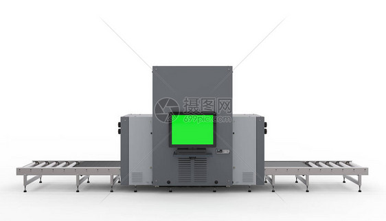 带空显示器和传送带的扫描仪机的3d渲染机图片